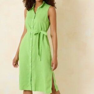 Tommy Bahama Two Palms Linen Shirtdress Green Large